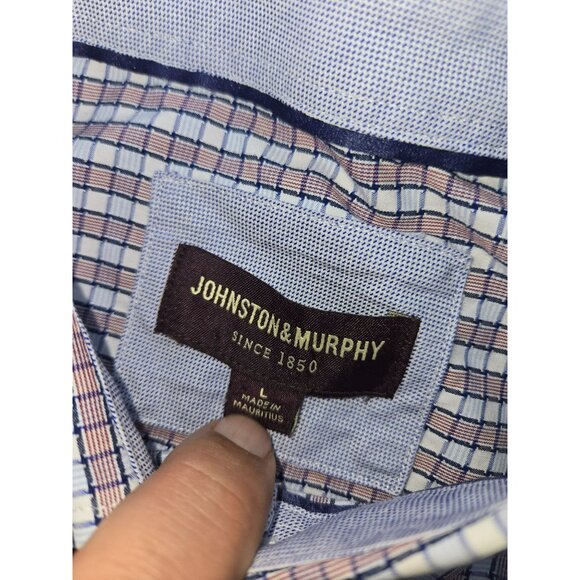 Johnston & Murphy Mens Plaid Long Sleeve Shirt Large - Contrast Cuffs - Picture 5 of 8